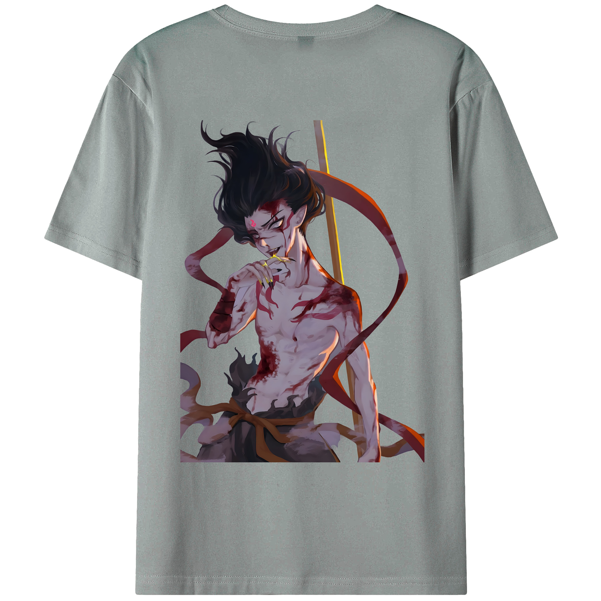 （画像用） Ne Zha 2 ナタ 魔童の大暴れ 綿100％ メンズ半袖Tシャツ（バックプリント） 通気性